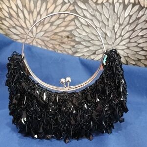 Elegant Black Beaded Women's Bag